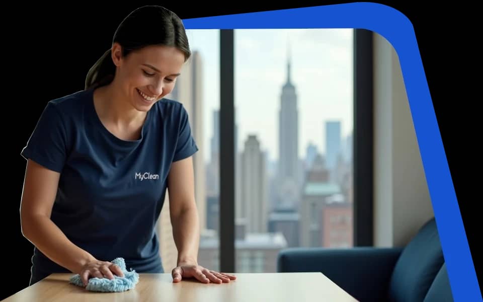 MyClean Professional house cleaner cleaning a table in NYC